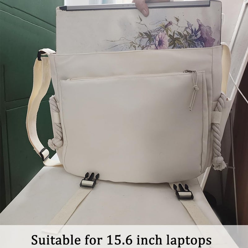 INSHERE Aesthetic Crossbody Bag with Cute Pins and Ornament, Nylon Shoulder Messenger Bag Japanese Kawaii Bag for Women Men - Image 5